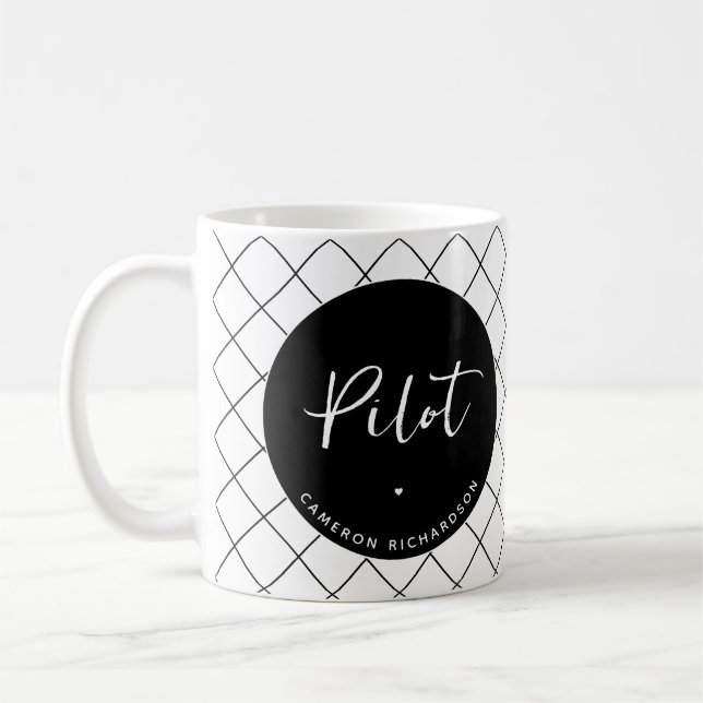 Custom Pilot Aviation School Graduation Elegant Coffee Mug (Left)