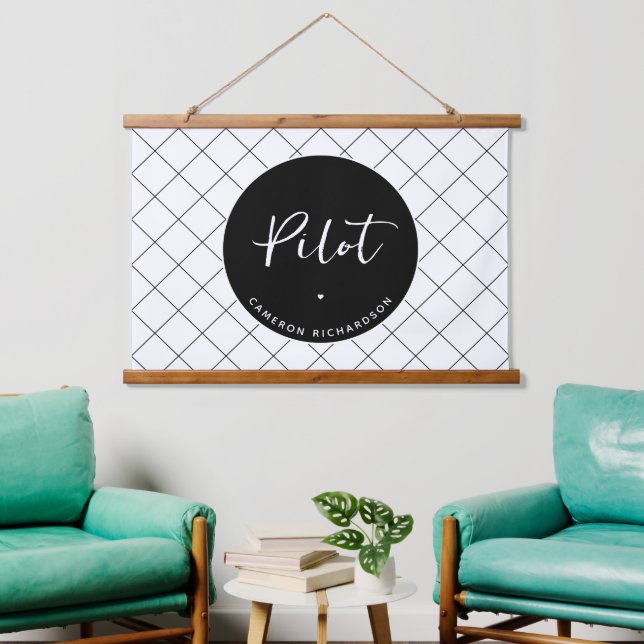 Custom Pilot Aviation School Graduation Elegant Hanging Tapestry (Living Room)