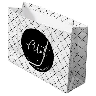 Custom Pilot Aviation School Graduation Elegant Large Gift Bag