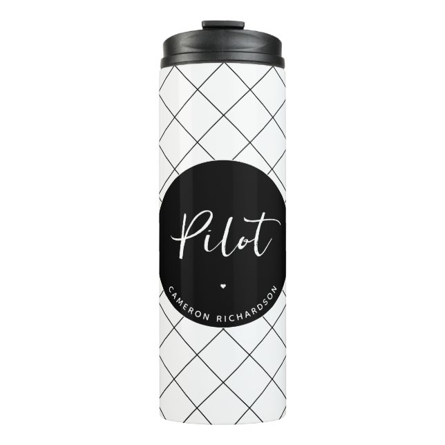 Custom Pilot Aviation School Graduation Elegant Thermal Tumbler (Front)