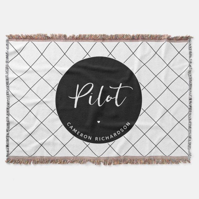 Custom Pilot Aviation School Graduation Elegant Throw Blanket (Front)