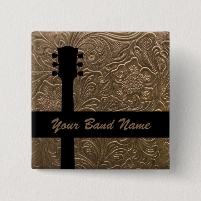 Custom Pin Band Merch Guitar Country Button (Front)