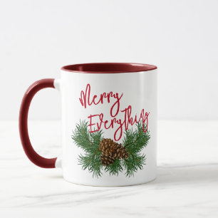 Custom Pine Cone Needles Merry Everything Word Art Mug