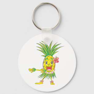 Custom Pineapple Hula Dancer Dancing Key Ring