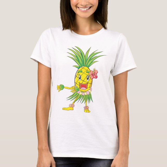 Custom Pineapple Hula Dancer Dancing T-Shirt (Front)
