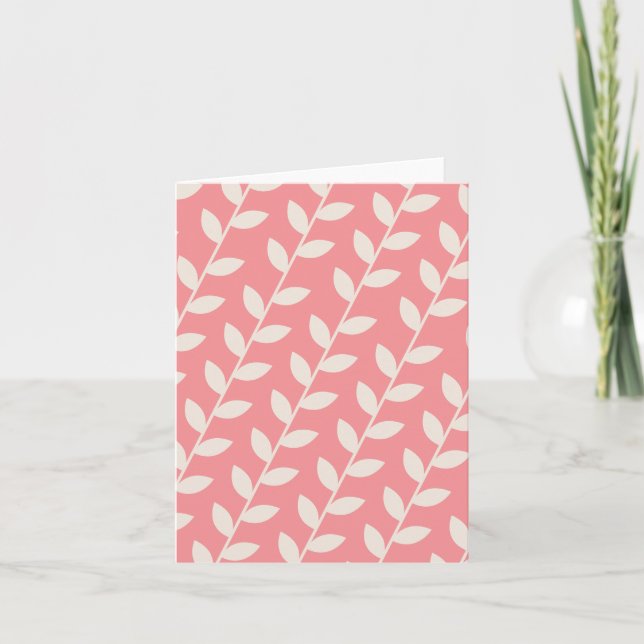 Custom Pink 70s Retro Leaf Pattern  Card (Front)
