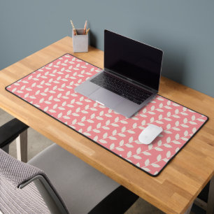 Custom Pink 70s Retro Leaf Pattern Desk Mat