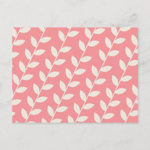 Custom Pink 70s Retro Leaf Pattern  Holiday Postcard