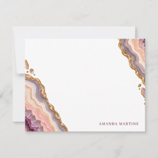 Custom Pink Agate Geode Note Card