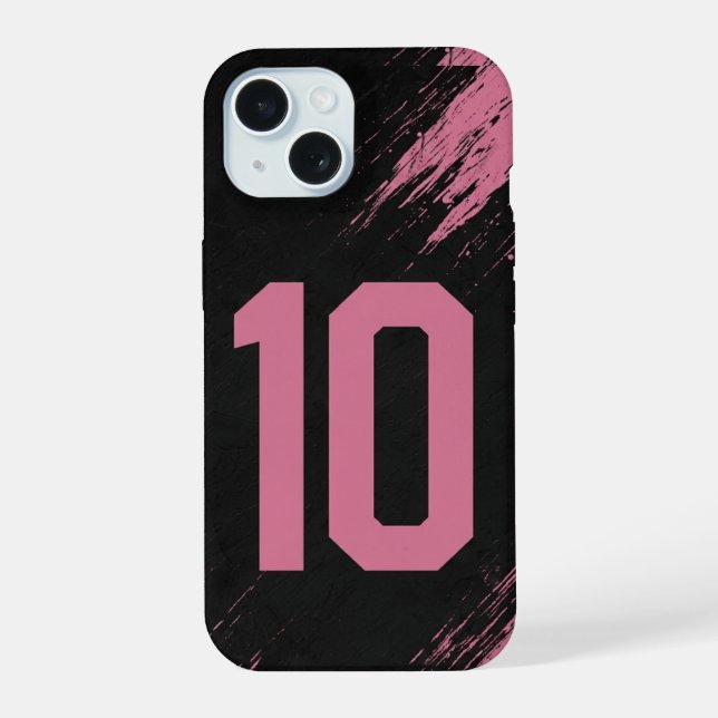 Custom Pink and Black Number 10 Phone Case (Back)