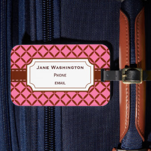 Custom Pink and Brown Luggage Tag