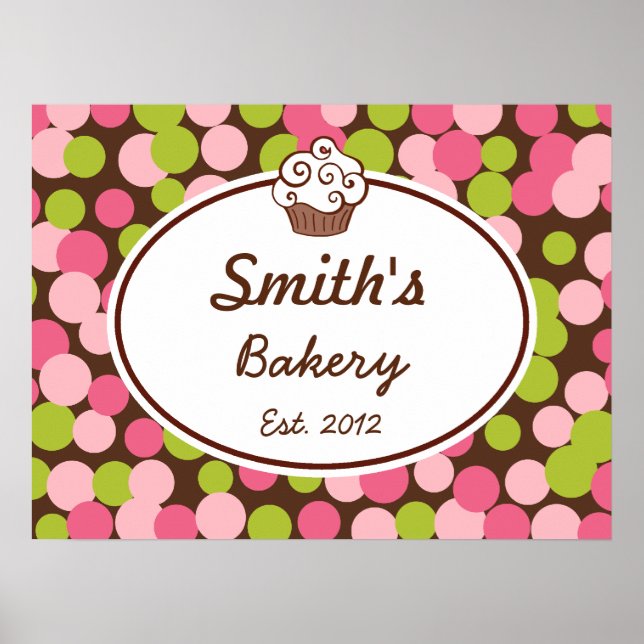 Custom Pink and Lime Business Sign Art  Print (Front)