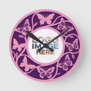 Custom Pink and Purple Butterfly Clock