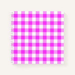 Custom Pink and White Checked Plaid Notebook