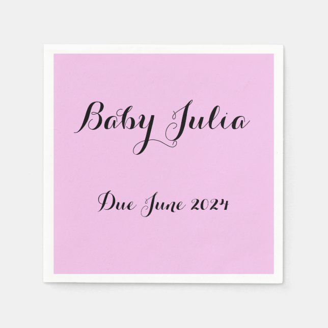 custom pink baby shower napkins for girls (Front)