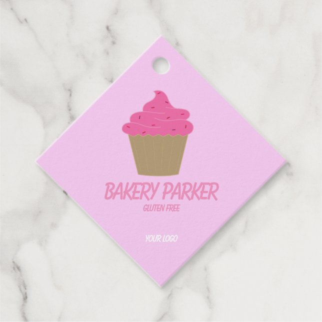 Custom pink bakery business cupcakes Tags (Front)