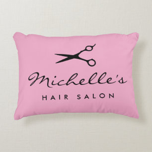 Custom pink barber shop or hair salon decorative cushion