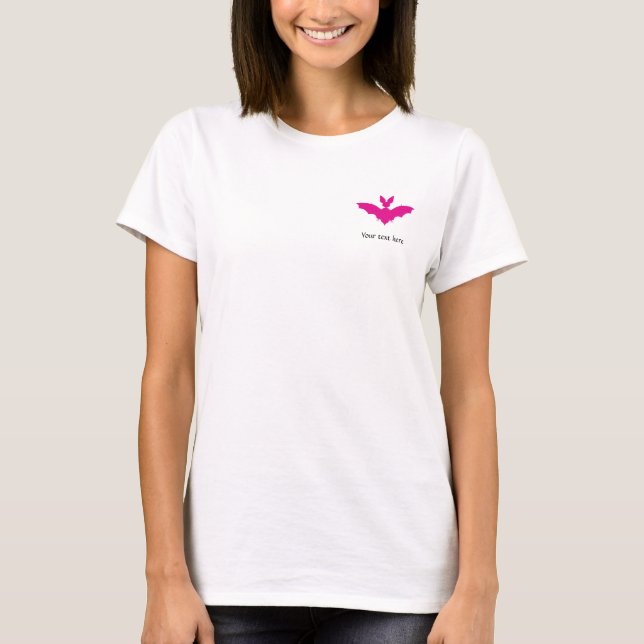 Custom Pink Bat Cute Goth Name T-Shirt (Front)