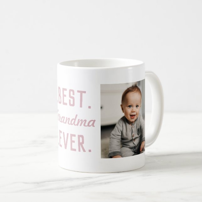 Custom Pink Best Grandma Ever 2 Photo Mug (Front Right)