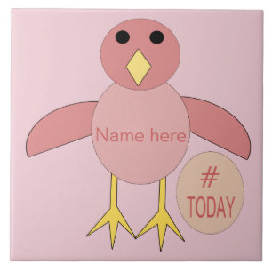 Custom Pink Birthday Chick Bear Tile