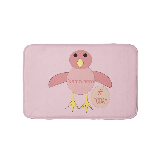 Custom Pink Birthday Girl Chick Bath Mat (Front)