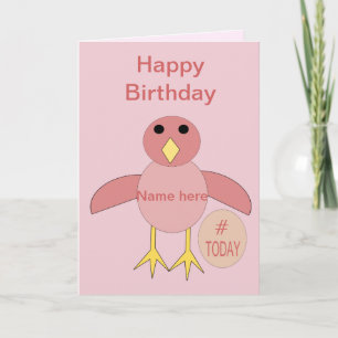 Custom Pink Birthday Girl Chick Card
