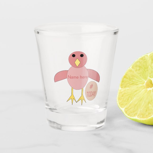 Custom Pink Birthday Girl Chick Custom Shot Glass (Front)