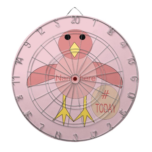 Custom Pink Birthday Girl Chick Dart Board (Front)