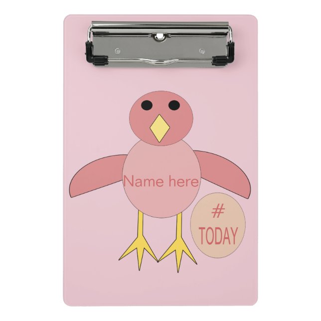 Custom Pink Birthday Girl Chick Mini Clipboard (Front)
