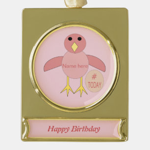 Custom Pink Birthday Girl Chick Ornament