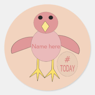 Custom Pink Birthday Girl Chick Stickers