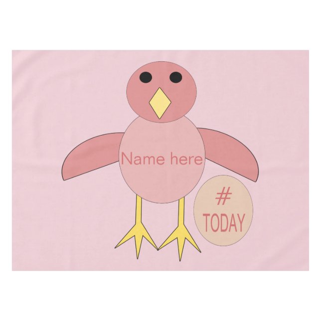 Custom Pink Birthday Girl Chick Tablecloth (Front (Horizontal))
