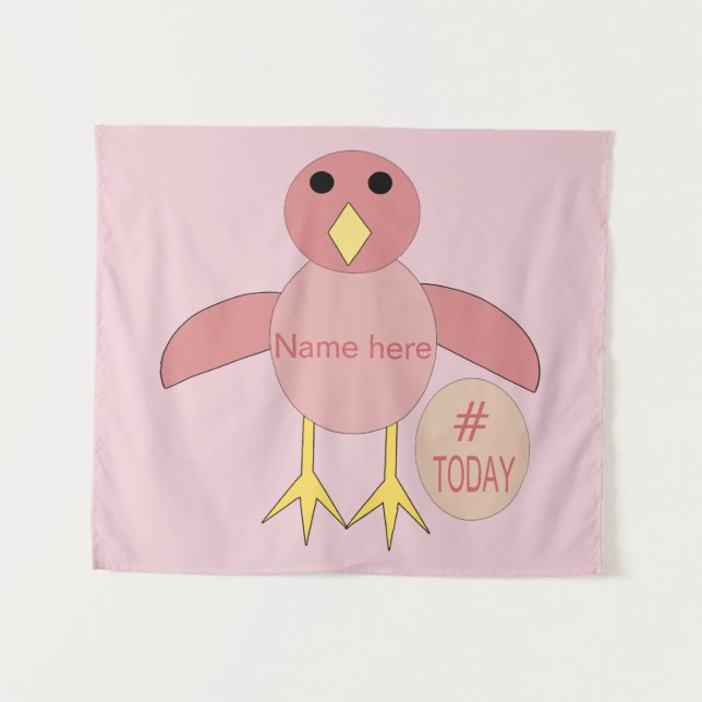 Custom Pink Birthday Girl Chick Tapestry (Front (Horizontal))