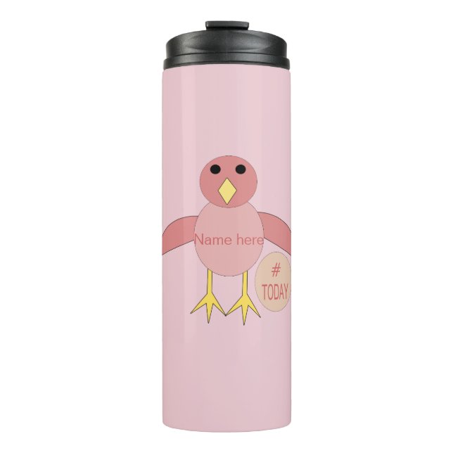 Custom Pink Birthday Girl Chick Thermal Tumbler (Front)