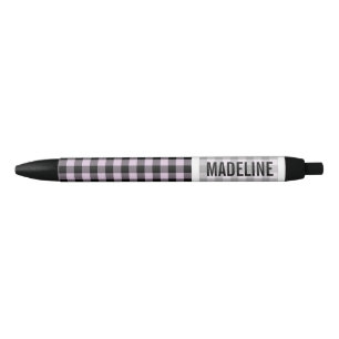 Custom Pink Black Buffalo Lumberjack Check Pattern Ink Pen