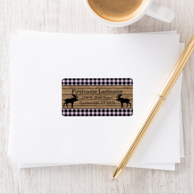 Custom Pink Black Country Check Plaid Pattern Label (Insitu)