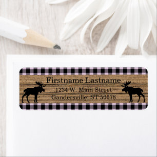 Custom Pink Black Country Check Plaid Pattern Return Address Label