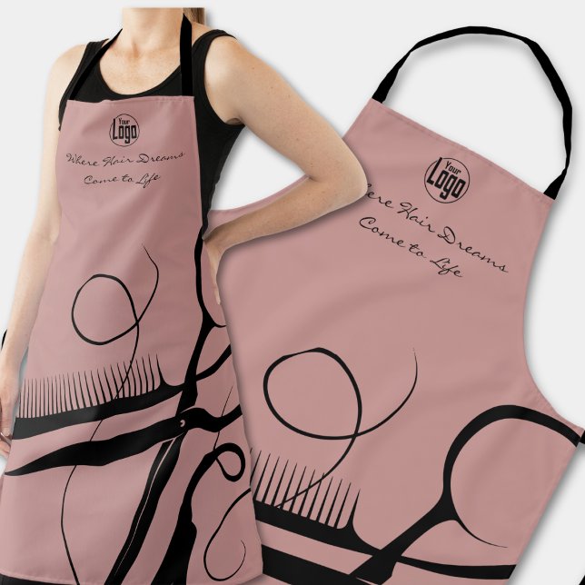 Custom Pink Black Logo Motto Hair Tools Apron (Custom Pink Black Logo Motto Hair Tools Apron)