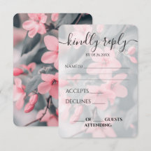 Custom Pink Blossoms Green Leaves Wedding
