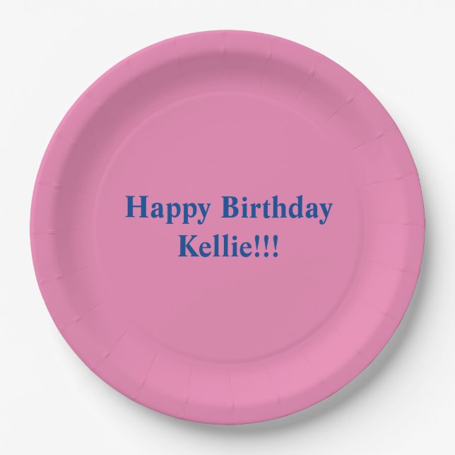 Custom Pink/Blue Birthday Party Paper Plate (Front)