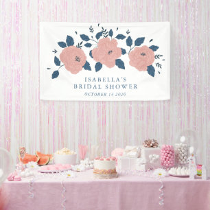 Custom Pink Blue Floral Welcome to Bridal Shower  Banner