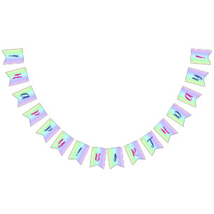 Custom Pink, Blue Happy Birthday! Rainbow Colourfu Bunting