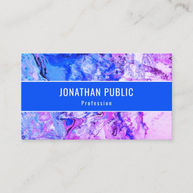 Custom Pink Blue Purple Trendy Modern Abstract Art Business Card (Front)