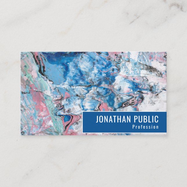 Custom Pink Blue Purple Trendy Modern Abstract Business Card (Front)