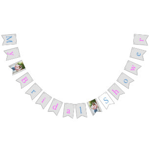 Custom Pink, Blue & Silver, My Bridal Shower Photo Bunting