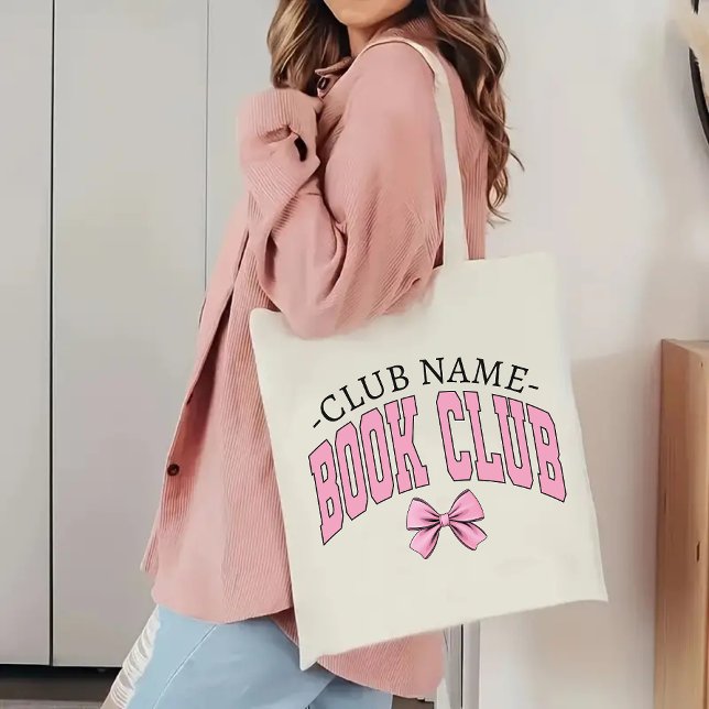 Custom Pink Book Club Tote for Bookish Women (personalized book club name, book lover tote bag, bookworm tote, bookish gift, literary tote bag)