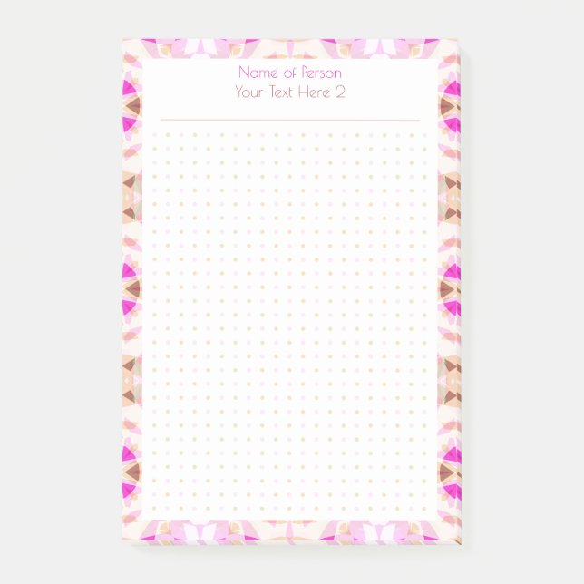 Custom Pink Brown Dot Grid Student Gift Planner Post-it Notes (Front)