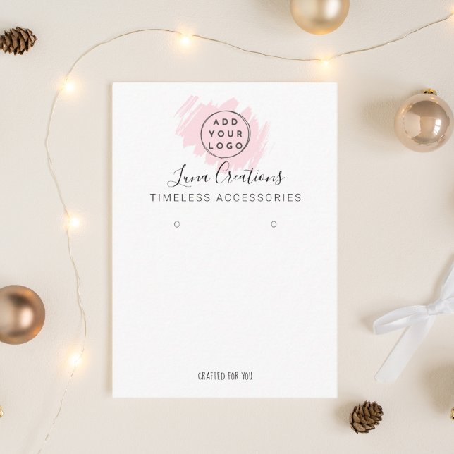 Custom Pink Brush Nugget Earrings Display Card (Front Style)