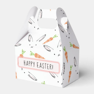 Custom Pink Bunny Rabbit and Carrot Pattern Favour Box