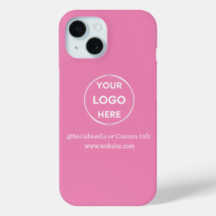 Custom Pink Business Logo Branded  iPhone 15 Case